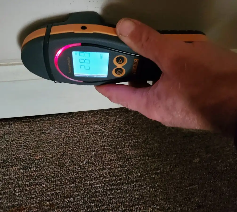 Moisture detection at baseboard during Burst Pipe Cleanup in Lucas Valley-Marinwood